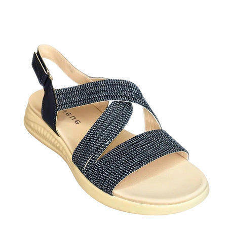 Queue Cross Over Velcro Strap Sandal - Navy - right-facing angled view