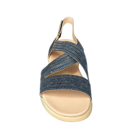 Queue Cross Over Velcro Strap Sandal - Navy - front view