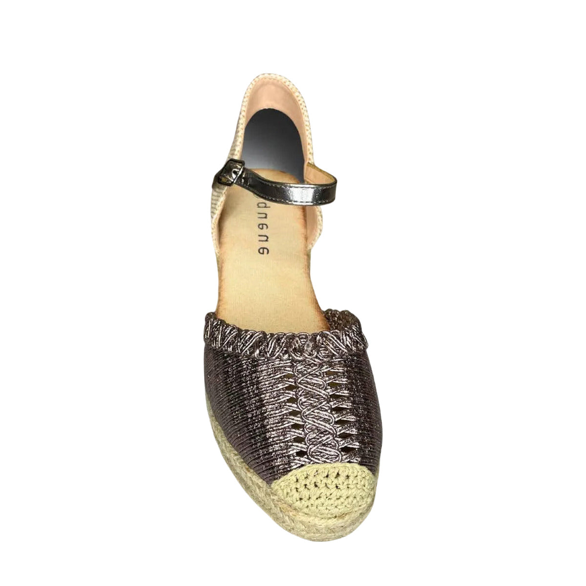 Queue Metallic Espadrille Wedge - Pewter - front view