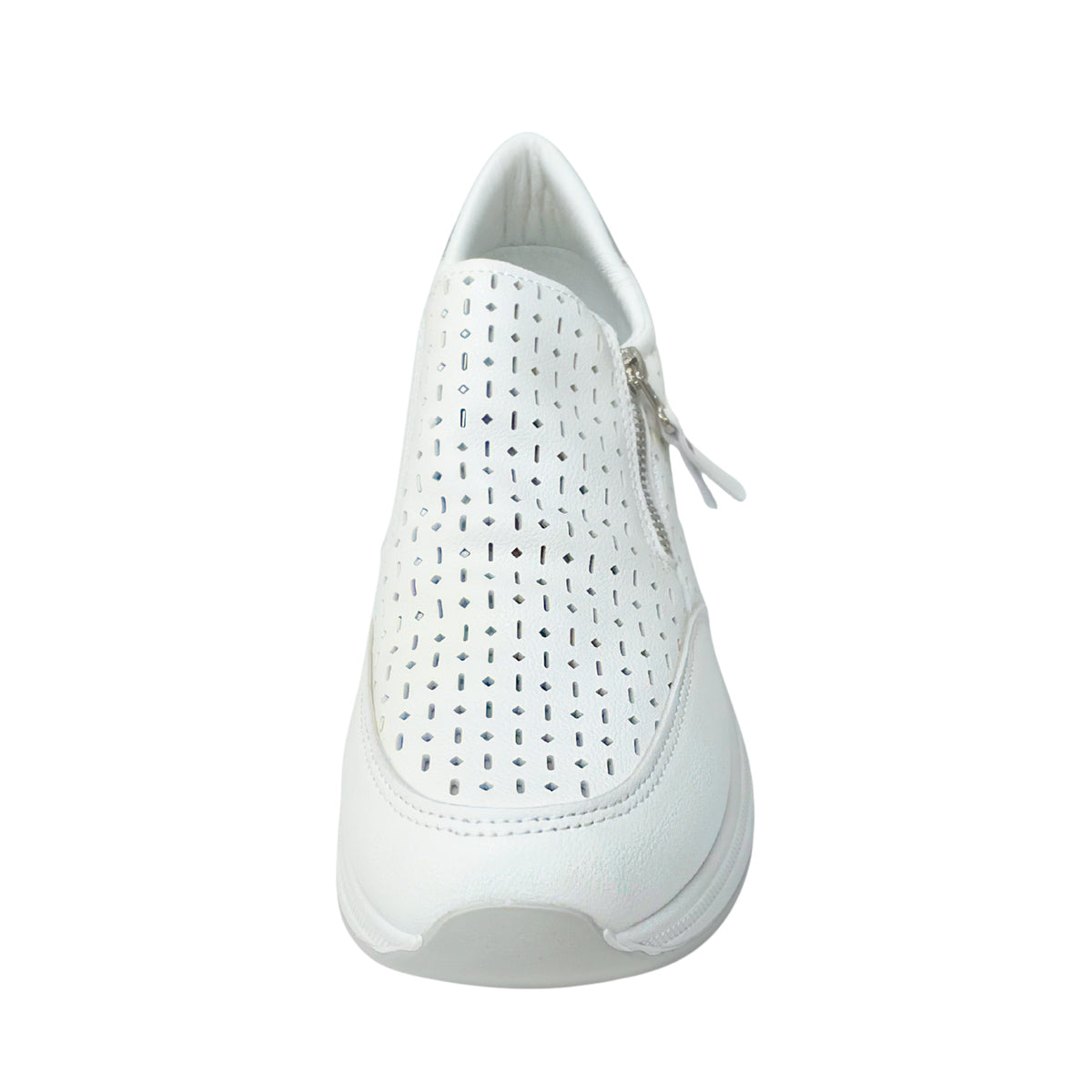 Side Zip Slip On Sneaker - White - front view