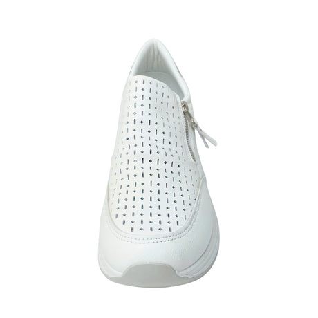 Side Zip Slip On Sneaker - White - front view