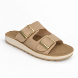 Savoy Double Buckle Slide Sandal - Taupe, hero view