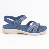 Savoy Buckle Strap Comfort Sandal - Navy, side view