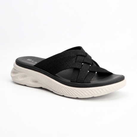 Savoy Woven Crossover Platform Slide - Black, hero view