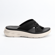 Savoy Woven Crossover Platform Slide - Black, side view