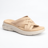 Savoy Woven Crossover Platform Slide - Beige, hero view