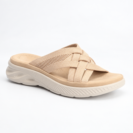 Savoy Woven Crossover Platform Slide - Beige, hero view