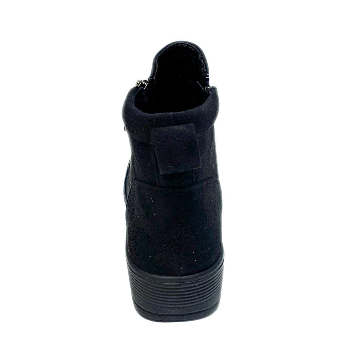 Savoy Wedge Ankle Boot with Zip Detail - Black, rear view