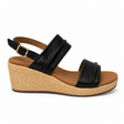 Savoy Woven Wedge Sandal - Black, side view