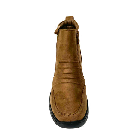 Savoy Wedge Ankle Boot with Zip Detail - Brown, front view
