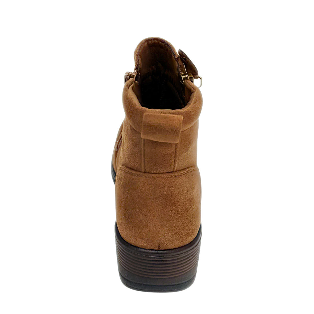 Savoy Wedge Ankle Boot with Zip Detail - Brown, rear view