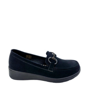 Savoy Comfort Wedge Loafer with Chain Detail, black, view 1