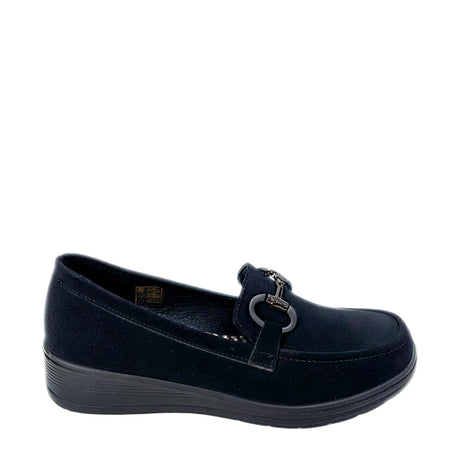 Savoy Comfort Wedge Loafer with Chain Detail, black, view 1