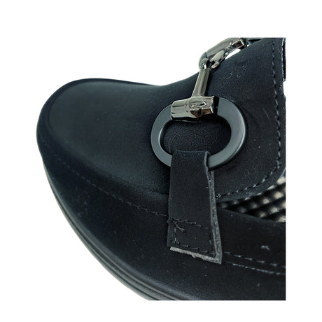Savoy Comfort Wedge Loafer with Chain Detail, black, view 5