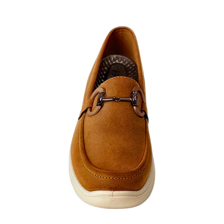 Savoy Comfort Wedge Loafer with Chain Detail, camel, view 3