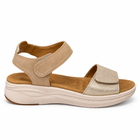 Savoy Adjustable Strap Comfort Sandal - Champagne, side view