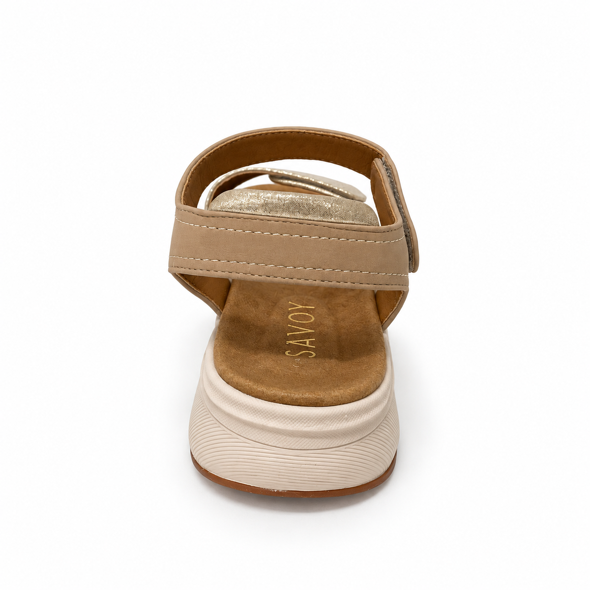 Savoy Adjustable Strap Comfort Sandal - Champagne, rear view