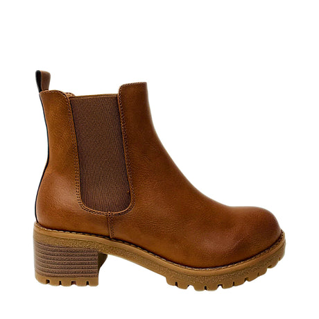Savoy Block Heel Chelsea Boot - Camel - side view