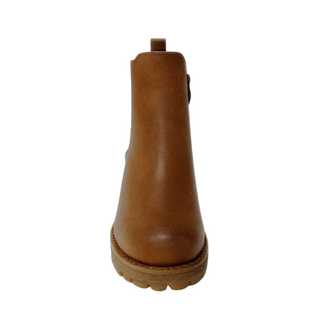 Savoy Block Heel Chelsea Boot - Camel - front view