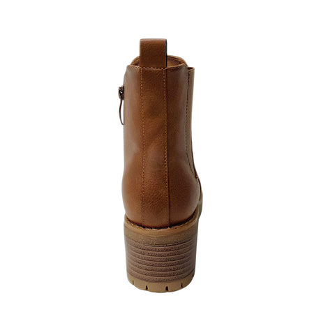 Savoy Block Heel Chelsea Boot - Camel - rear view