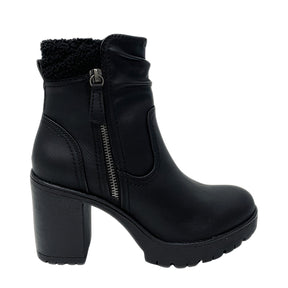 Savoy Chunky Block Heel Boot - Black, side profile