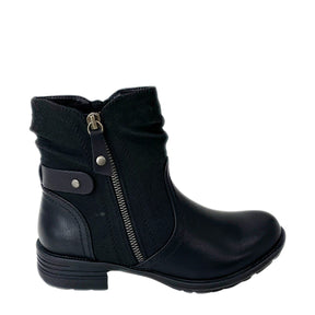 Savoy Combo Ankle Boots with Side Zip Detail Black, view 1