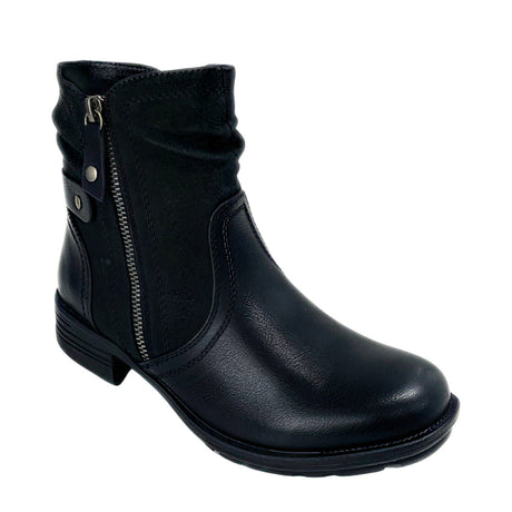 Savoy Combo Ankle Boots with Side Zip Detail Black, view 2