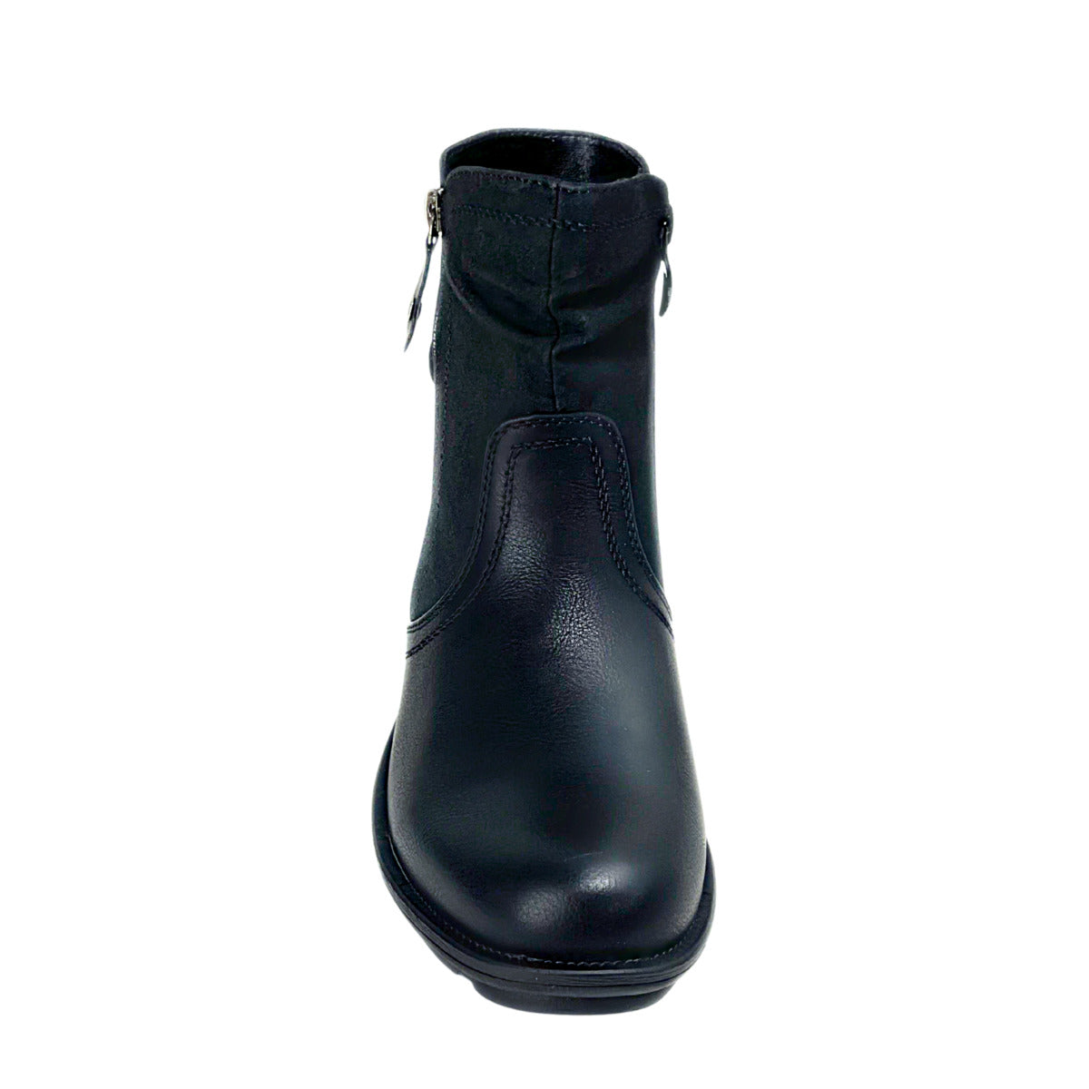 Savoy Combo Ankle Boots with Side Zip Detail Black, view 3