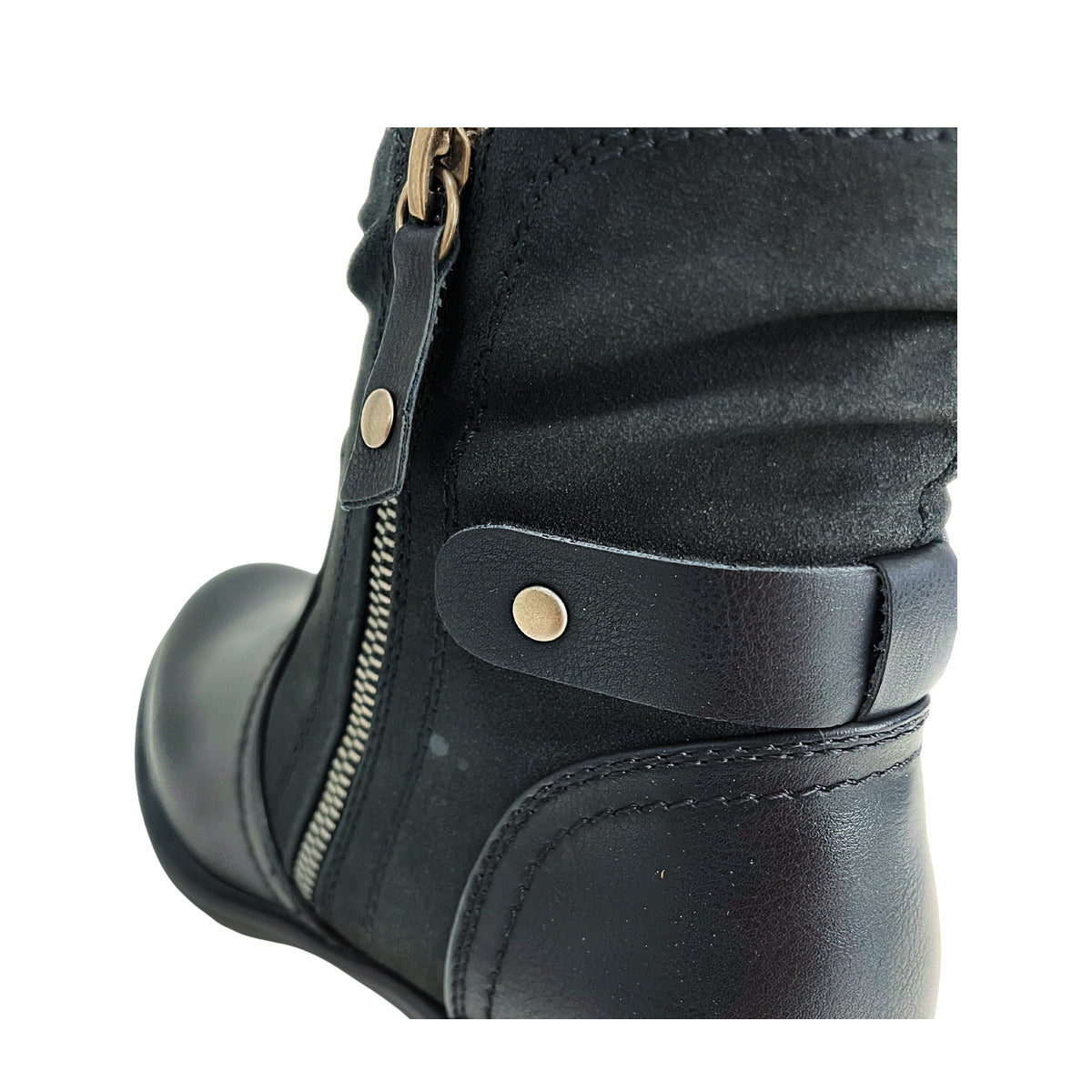 Savoy Combo Ankle Boots with Side Zip Detail Black, view 5