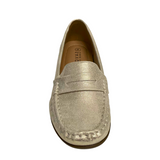 Savoy Slip On Moccasin Gold Metallic front view