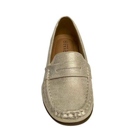 Savoy Slip On Moccasin Gold Metallic front view