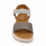 Savoy Adjustable Strap Comfort Sandal - Grey/Pewter, front view