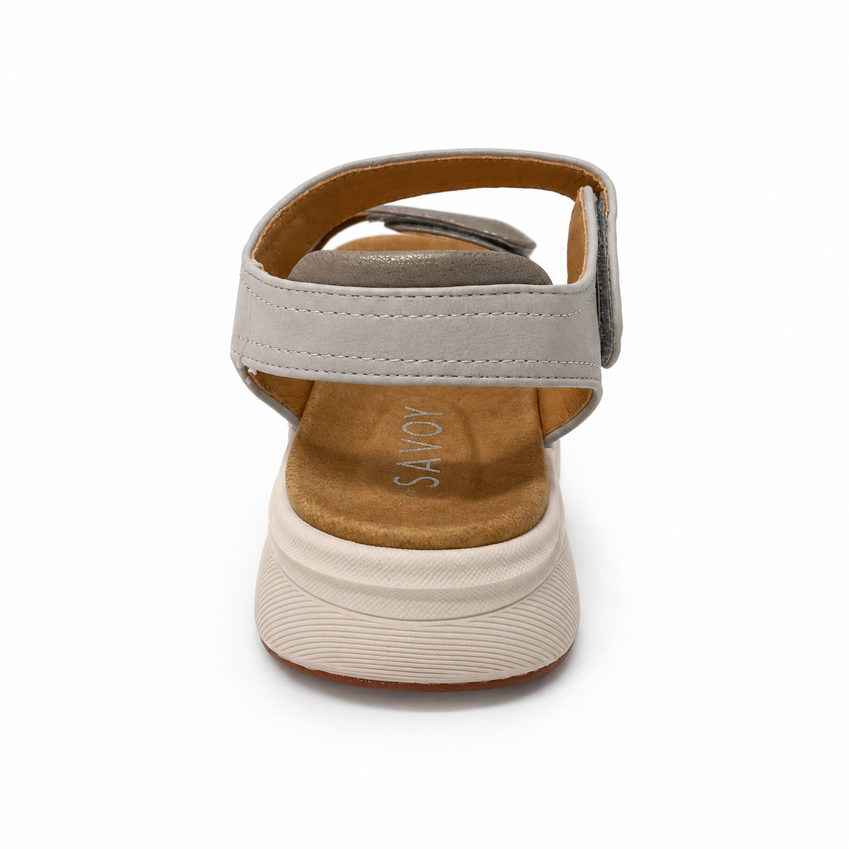 Savoy Adjustable Strap Comfort Sandal - Grey/Pewter, rear view