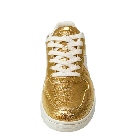 Savoy Lace Up Sneaker - Gold Metallic, front studio view