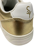 Savoy Lace Up Sneaker - Gold Metallic, Savoy heel logo detail