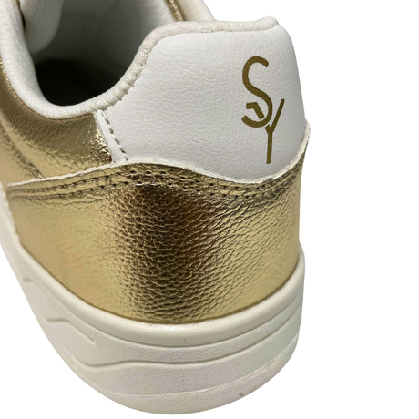 Savoy Lace Up Sneaker - Gold Metallic, Savoy heel logo detail