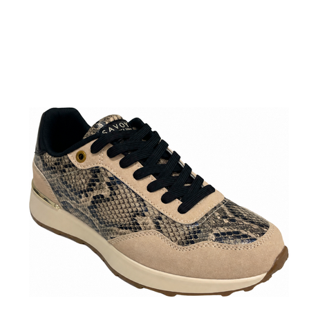 Savoy Lace Up Sneaker Snake Black three-quarter view