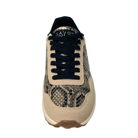 Savoy Lace Up Sneaker Snake Black front view