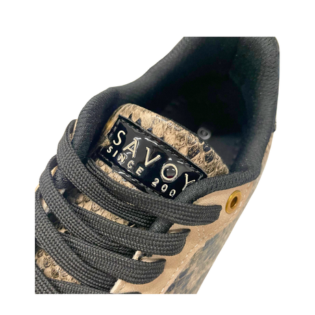 Savoy Lace Up Sneaker Snake Black Savoy tongue logo detail