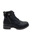 Savoy Metal Button Ankle Boot - Black, side profile