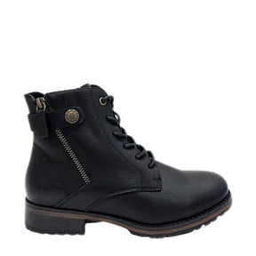 Savoy Metal Button Ankle Boot - Black, side profile