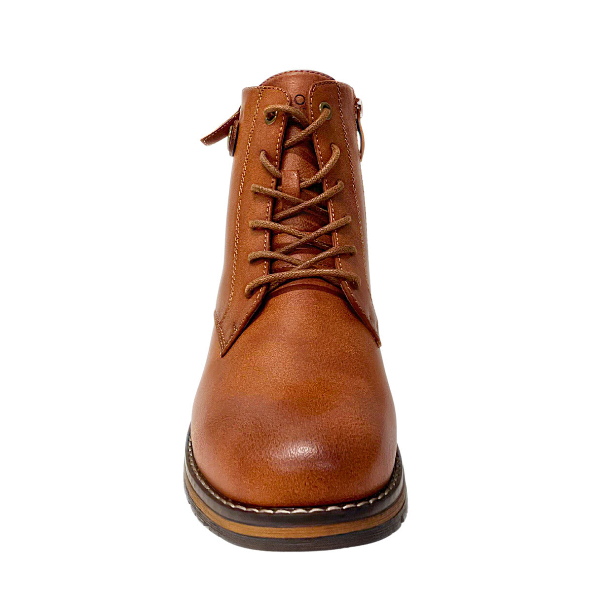 Savoy Metal Button Ankle Boot - Tan, front view