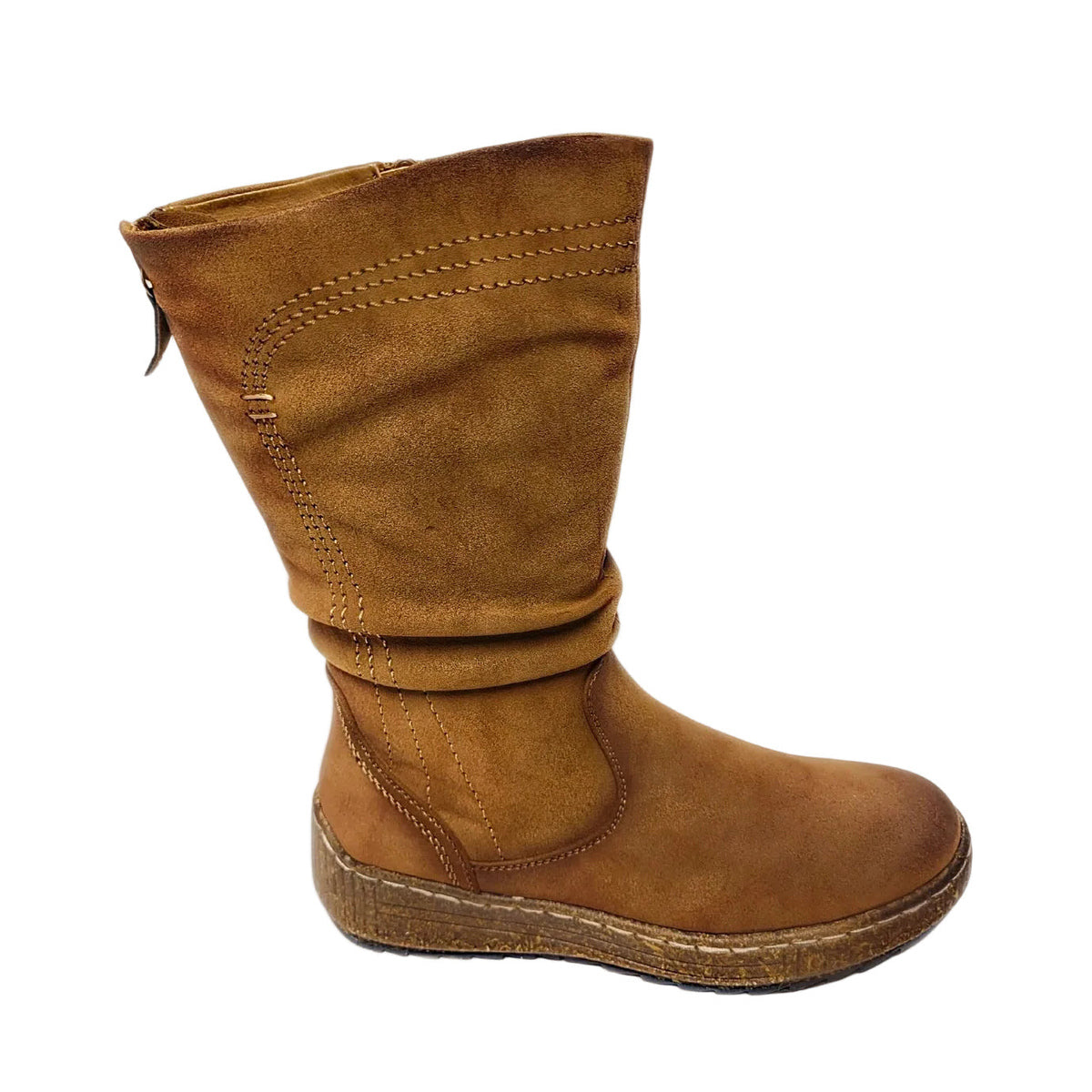 Savoy Mid Calf Boot - Camel - side view