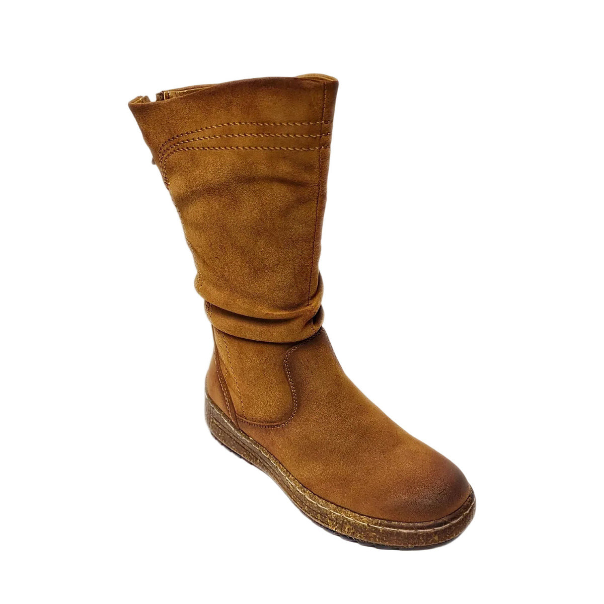 Savoy Mid Calf Boot - Camel - angled view