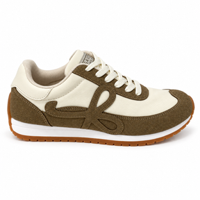 Savoy Retro Lace Up Sneaker - Olive/Cream, side view