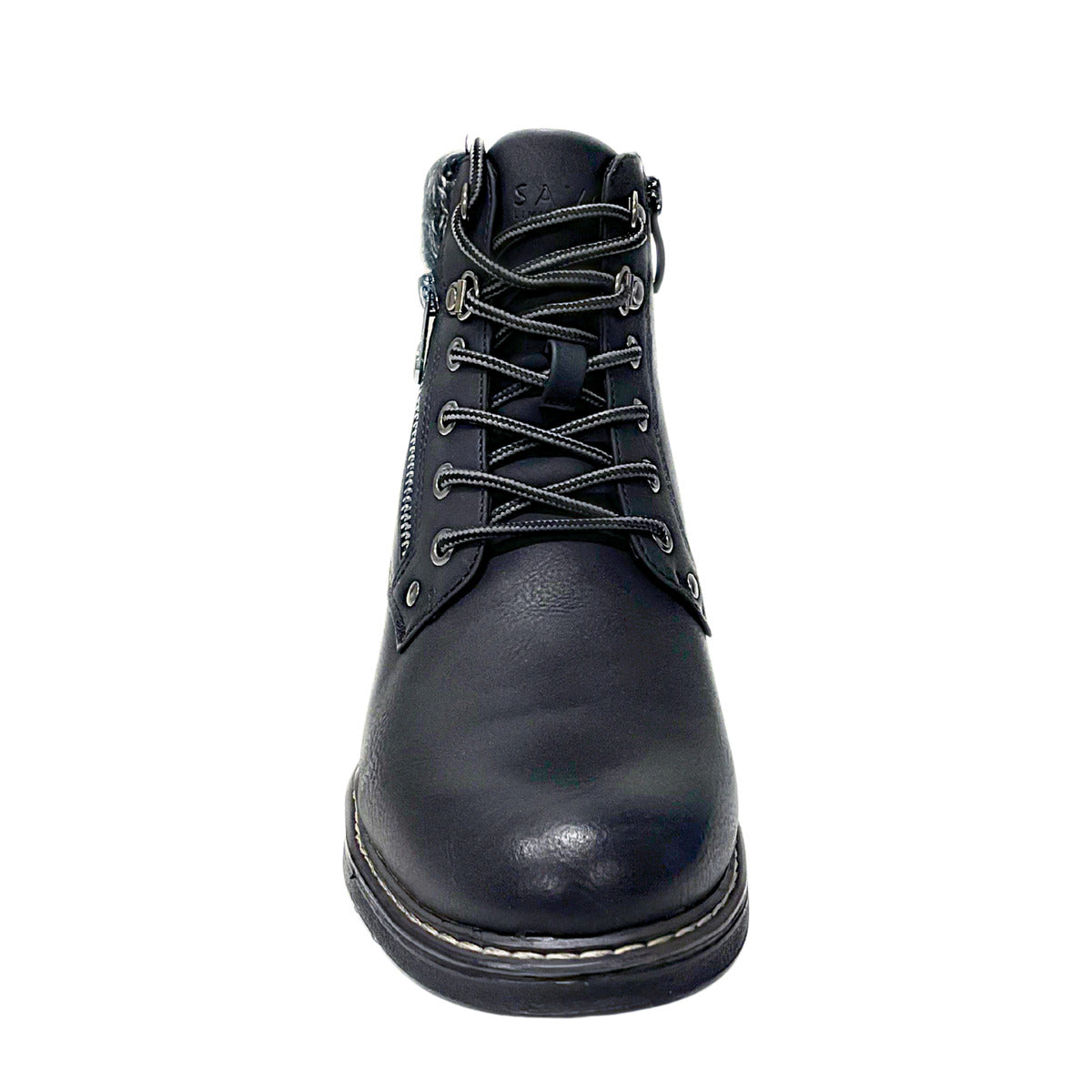 Savoy Padded Collar Lace Up Ankle Boot - Black, front view