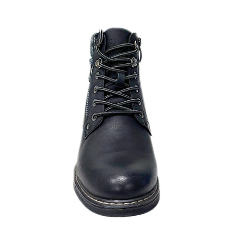Savoy Padded Collar Lace Up Ankle Boot - Black, front view