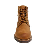 Savoy Padded Collar Lace Up Ankle Boot - Camel, front view
