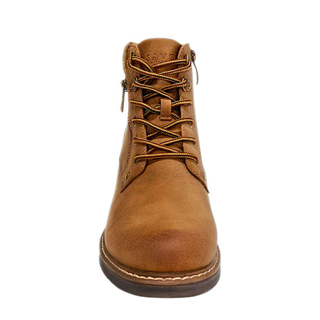 Savoy Padded Collar Lace Up Ankle Boot - Camel, front view