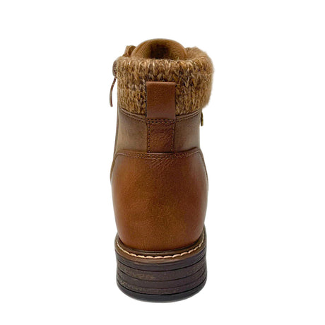 Savoy Padded Collar Lace Up Ankle Boot - Camel, rear view
